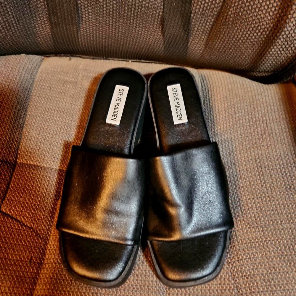 Steve Madden Black Slides Size 7.5 - image 1